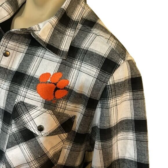 Colosseum Men’s Clemson tigers Long Sleeve Flannel Shirt Large New - Picture 4 of 9
